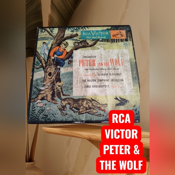 RCA Victor 'Peter and the Wolf' Record 45 Record 1950 Box Set Eleanor Roosevelt - Picture 1 of 6